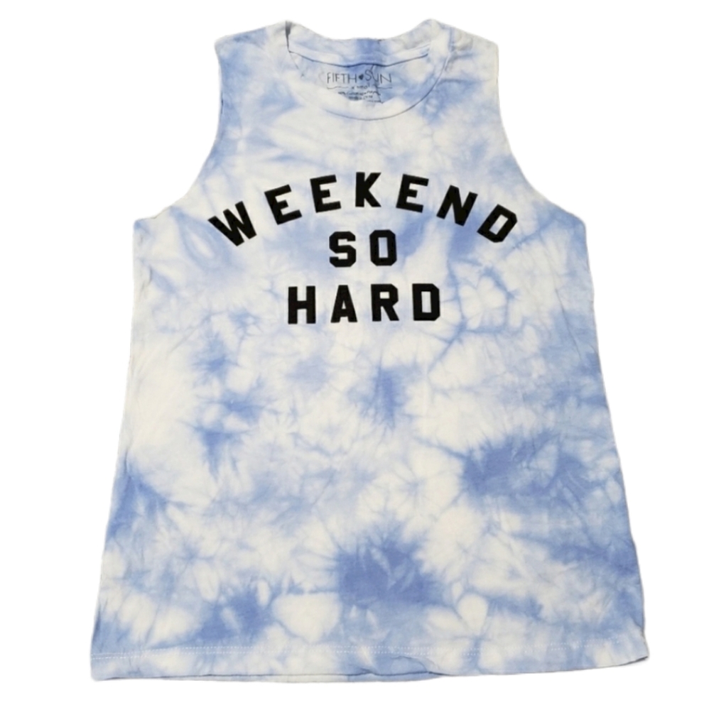 Fifth Sun Tie Dye Weekend So Hard Sleeveless Shirt Women's Size XS NWOT